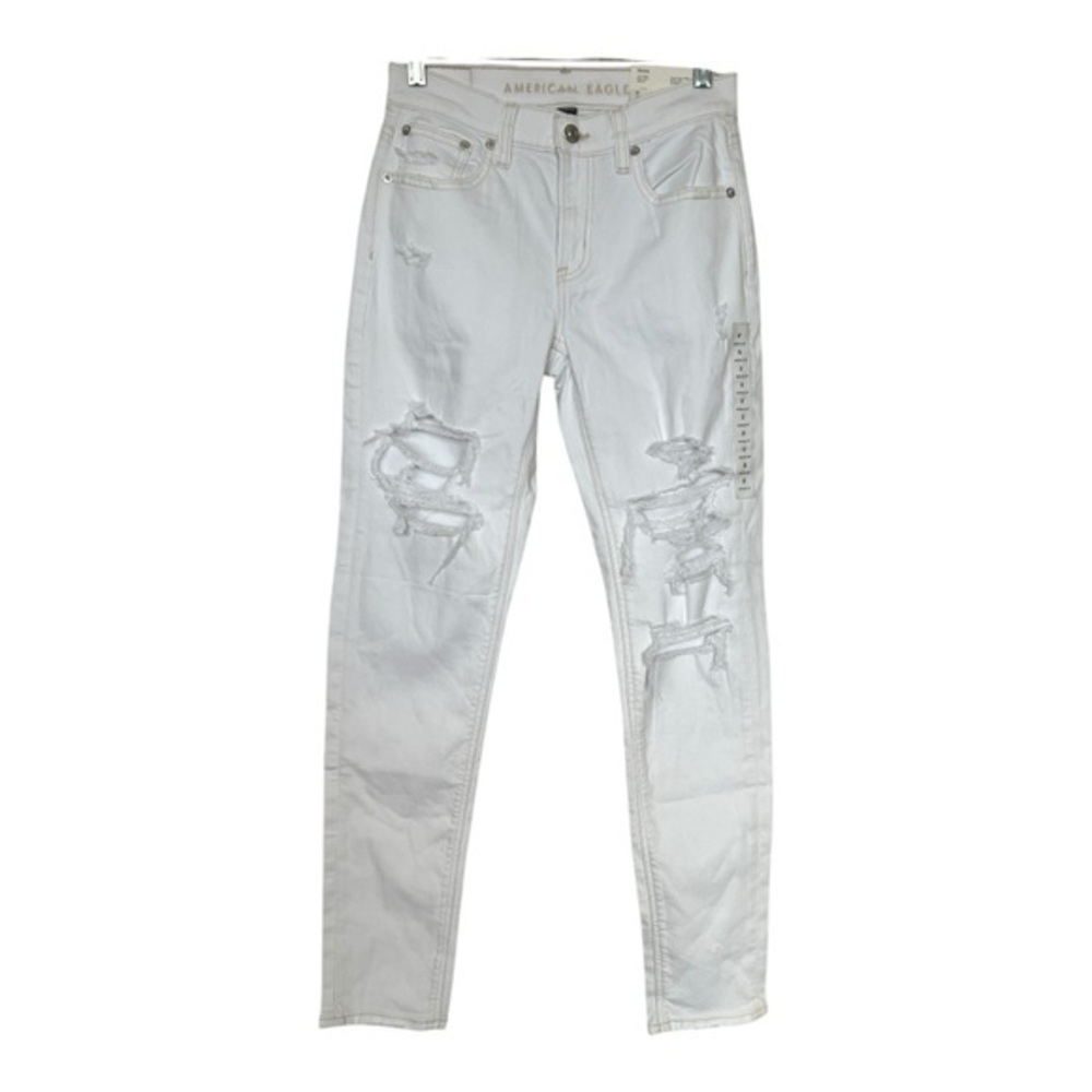 American Eagle Outfitters White Skinny Distressed Jeans Size 0 waist 25